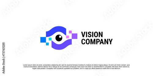 pixel eye tech logo security, vision logo pixel