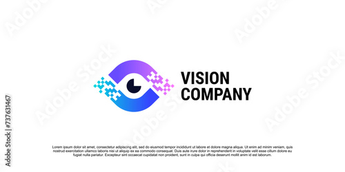 pixel vision logo vector, eye tech logo security idea