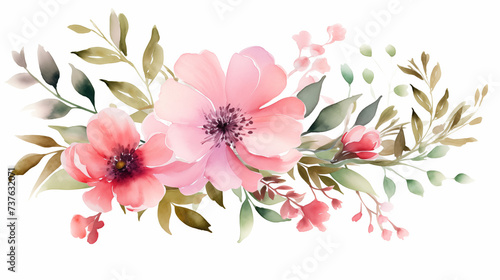 Fototapeta Naklejka Na Ścianę i Meble -  pink flowers watercolor illustration