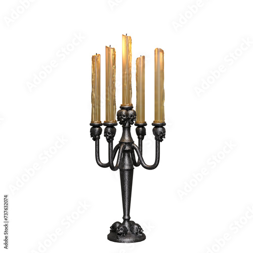 3d render gothic candle holder isolated
