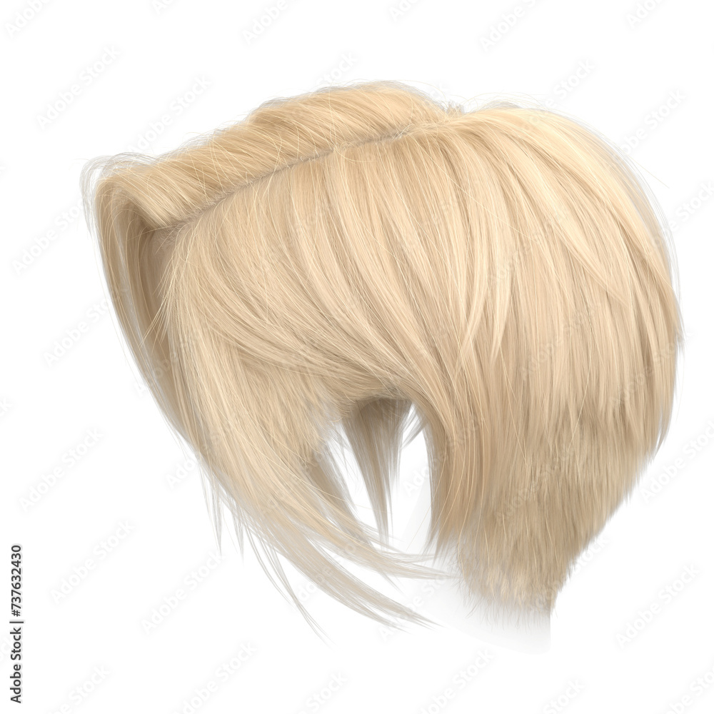 3d render short blonde pixie hair isolated 3d render short blonde pixie hair isolated