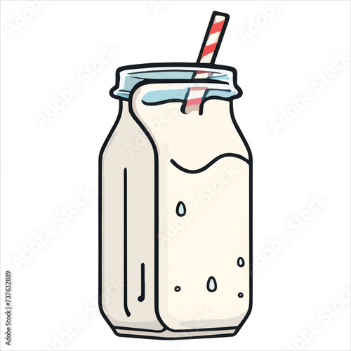 vector of milk in bottle