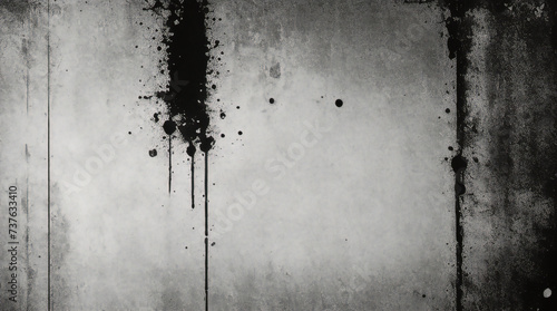 Vintage grunge monochrome background. Rough painted wall of black and white color. Imperfect plane of grayscale grungy. Uneven old decorative backdrop. Texture of black-white.