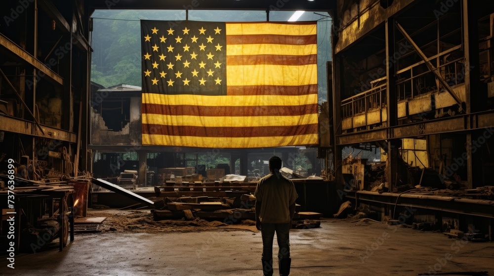 Man Standing in Front of American Flag Man Standing in Front of American Flag