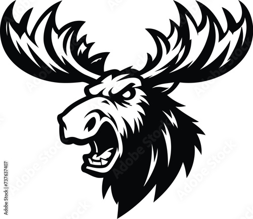 moose, reindeer, deer, antler head, animal mascot illustration,

