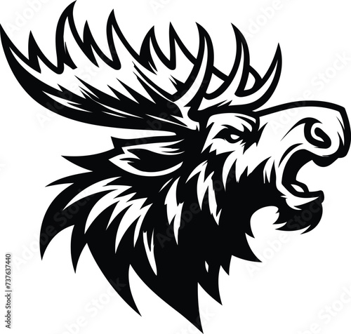 moose, reindeer, deer, antler head, animal mascot illustration,

