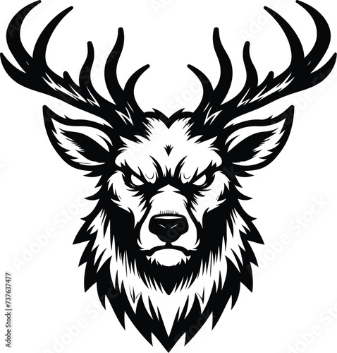 moose, reindeer, deer, antler head, animal mascot illustration,

