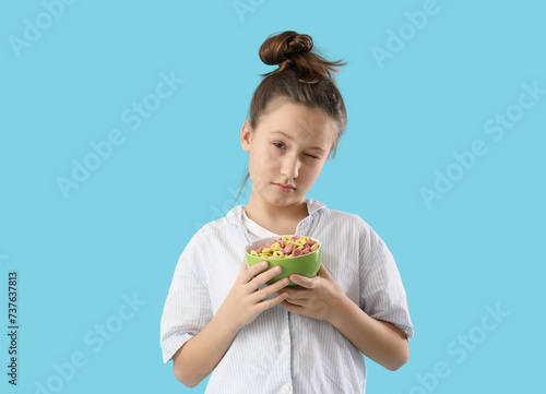 Cute little girl with bowl ...