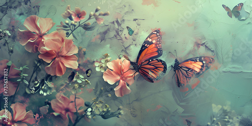 butterflies on flowers spring vibes , wall paer , cool appealing

 photo