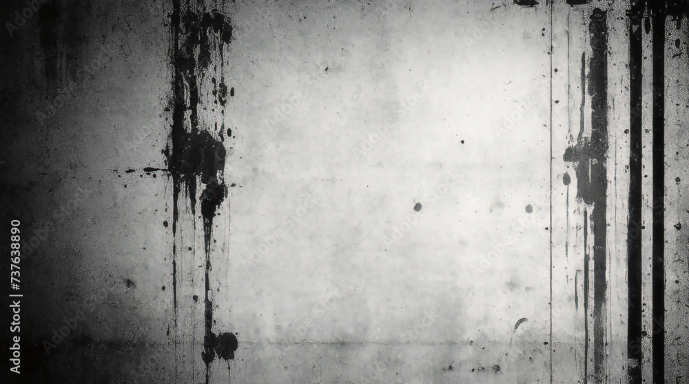 Obraz premium Vintage grunge monochrome background. Rough painted wall of black and white color. Imperfect plane of grayscale grungy. Uneven old decorative backdrop. Texture of black-white.