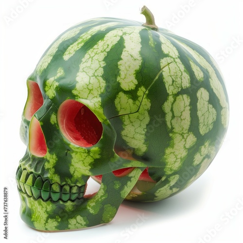 AI generated image of a skull-shaped watermelon photo