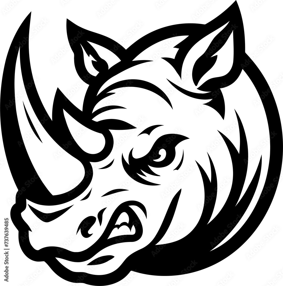 Obraz premium rhino, head, animal mascot illustration,