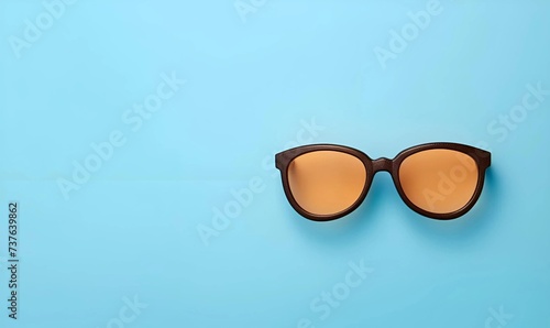 Overhead glasses, nose and mustache for April 1, April Fool's Day, copy space background