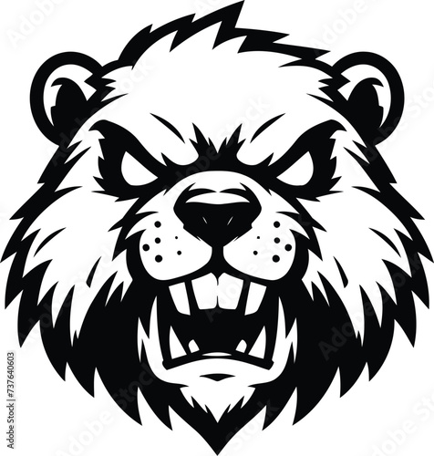 beaver, head, animal mascot illustration,