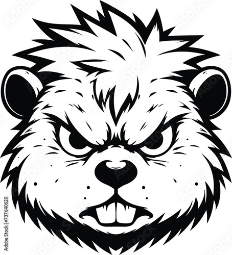 beaver, head, animal mascot illustration,