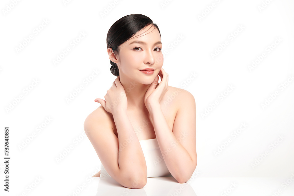 Beautiful young asian woman with clean fresh skin on white background, Face care, Facial treatment, Cosmetology, beauty and spa, Asian women portrait. Beautiful young asian woman with clean fresh skin on white background, Face care, Facial treatment, Cosmetology, beauty and spa, Asian women portrait.