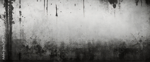 Vintage grunge monochrome background. Rough painted wall of black and white color. Imperfect plane of grayscale grungy. Uneven old decorative backdrop. Texture of black-white.