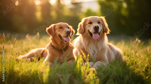 Golden Retrievers: The Mesmerizing Aura of Friendship and Teaching in a Beautiful Garden