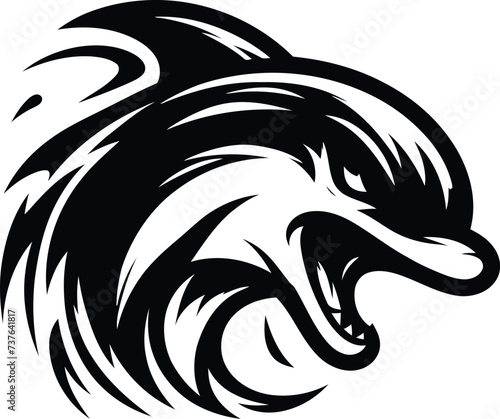 shark, whale, dolphin, orca, head, animal mascot illustration,