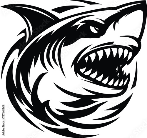 shark, whale, dolphin, orca, head, animal mascot illustration,