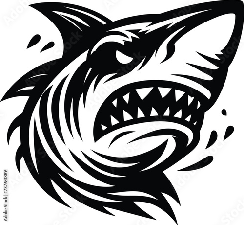shark, whale, dolphin, orca, head, animal mascot illustration,