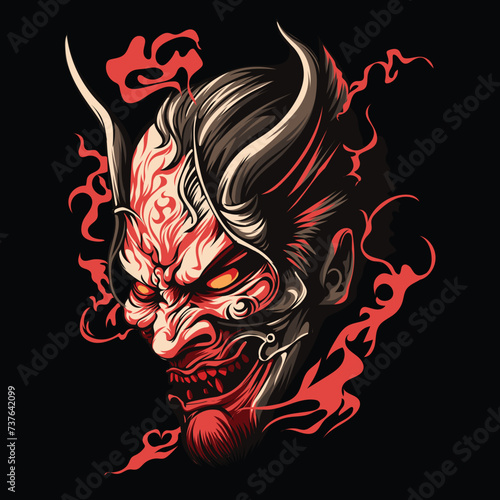 ILLUSTRATION HANNYA MASK A COOL AND UNIQUE DESIGN VECTOR STYLE THAT YOU NEED - DESIGN RESULTING FROM ARTIFICIAL INTELLIGENCE (AI)
