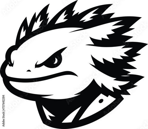 axolotl head, animal mascot illustration,