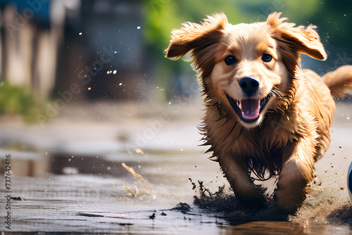 a running puppy. Generative AI © IAN
