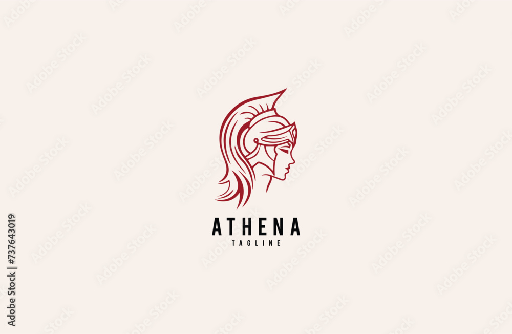 Obraz premium Greek roman goddess athena minerva premium luxury beauty logo design