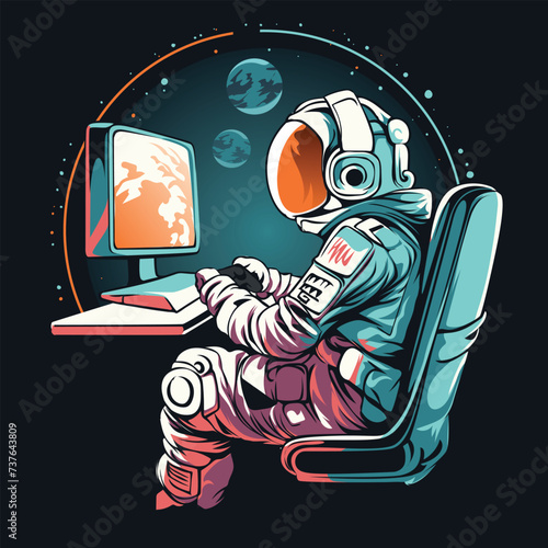 ASTRONAUT IS TYPING THE COOL AND UNIQUE VECTOR DESIGN STYLE YOU NEED - DESIGN RESULTING FROM ARTIFICIAL INTELLIGENCE (AI)
