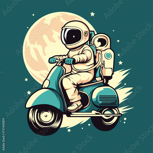 ASTRONAUT RIDING A MOTORCYCLE VECTOR STYLE COOL AND UNIQUE DESIGN THAT YOU NEED - DESIGN RESULTING FROM ARTIFICIAL INTELLIGENCE (AI)