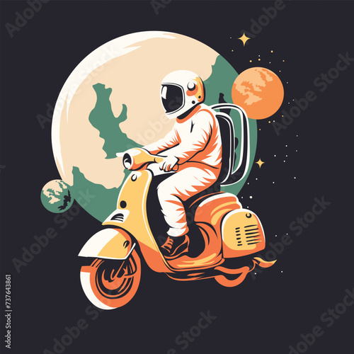 ASTRONAUT RIDING A MOTORCYCLE VECTOR STYLE COOL AND UNIQUE DESIGN THAT YOU NEED - DESIGN RESULTING FROM ARTIFICIAL INTELLIGENCE (AI)