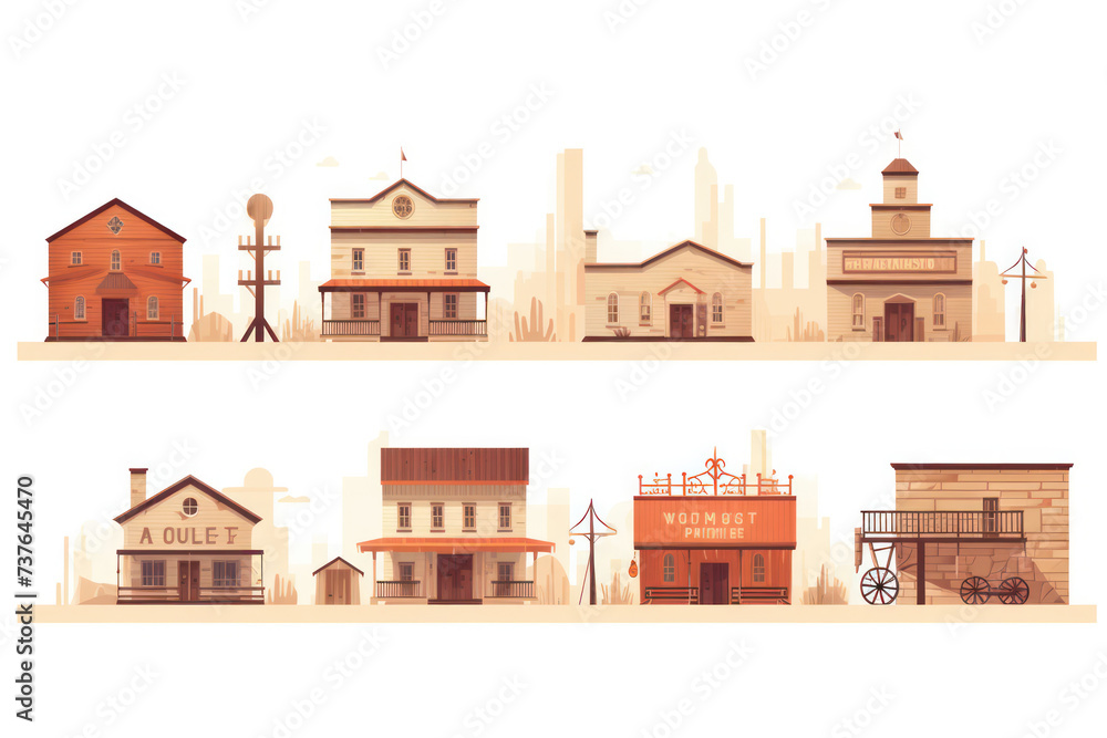 Fototapeta premium Charming Town: A Vintage Street with Traditional Buildings in a Historic Cityscape, Illustration