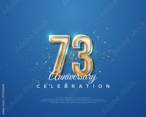 73rd anniversary with a luxurious design between gold and blue. Premium vector for poster, banner, celebration greeting.