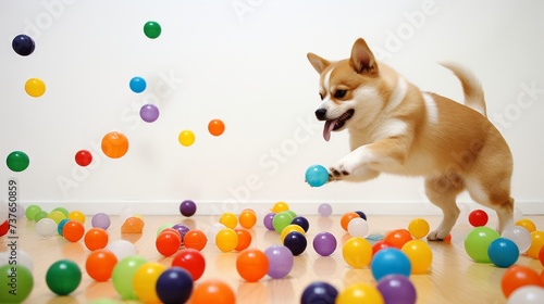 Dog Playing With Balloons © we360designs