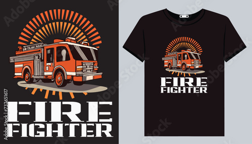 Fire fighter t-shirt design, firefighter emblem