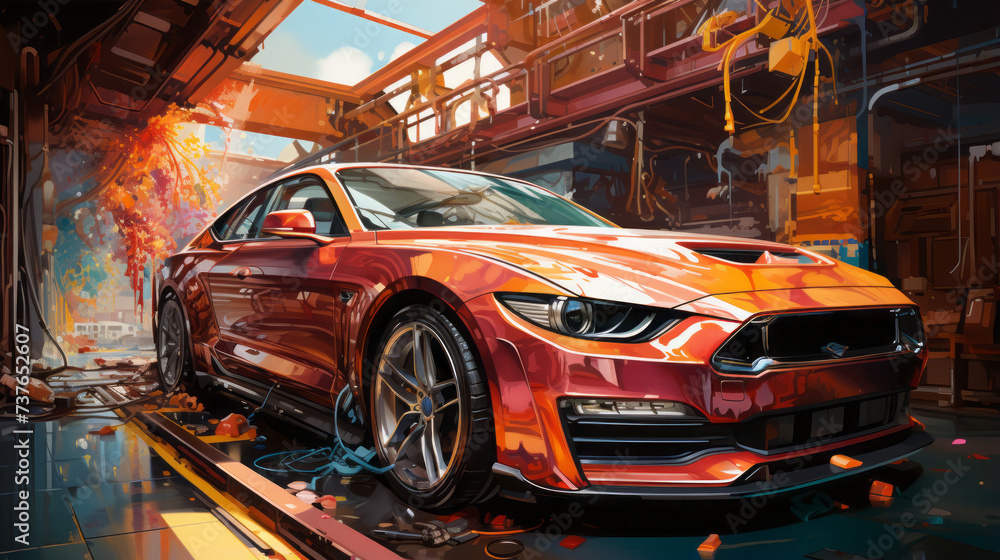 Revving Up: The Ultimate Ride through Urban Streets and Racing Circuits, Featuring Sleek Luxury Autos, Lightning-fast Speed, and Thrilling Drives, generative AI