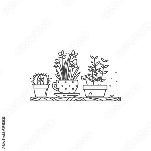 flowers in a pot flat vector design