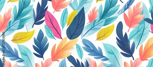 background for watercolor painting of several types of colorful leaves