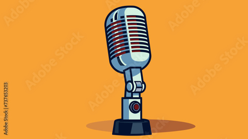 Abstract podcast microphone with show title  representing podcast advertising. simple Vector art