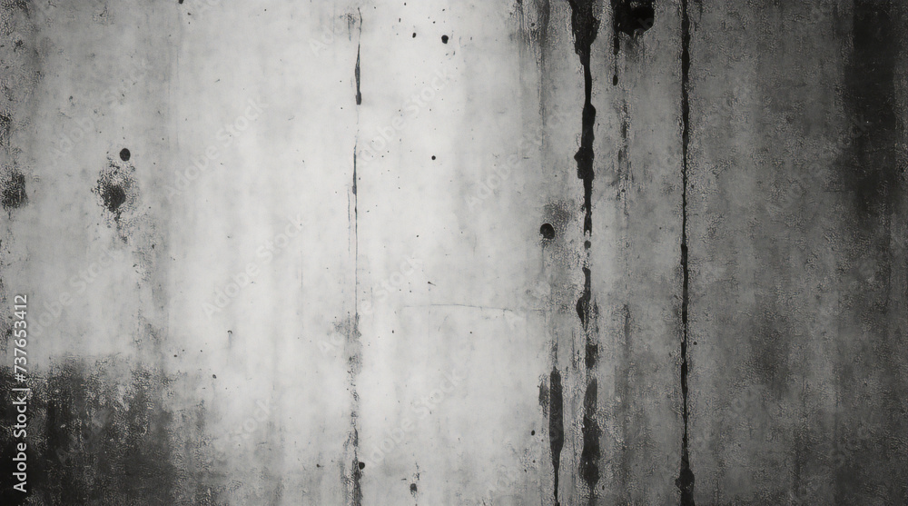 Naklejka premium Vintage grunge monochrome background. Rough painted wall of black and white color. Imperfect plane of grayscale grungy. Uneven old decorative backdrop. Texture of black-white.