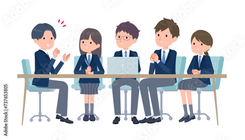 真剣に会議する学生たち　A