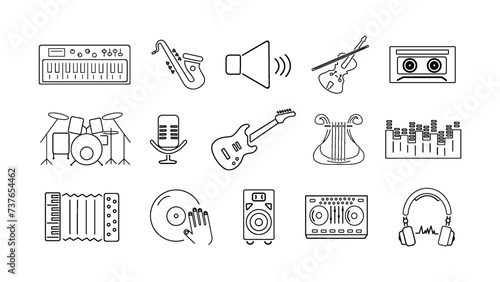 A set of icons with musical instruments. A concept for music and art.