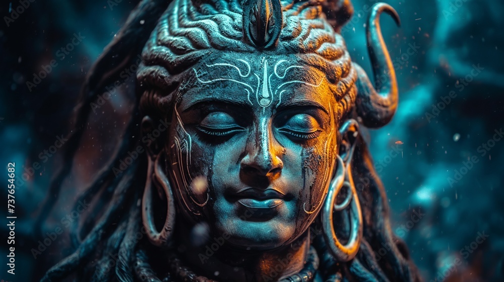 Lord Shiva: Divine Power and Tranquility in Religious Imagery - obrazy, fototapety, plakaty 