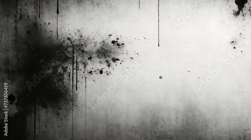 Vintage grunge monochrome background. Rough painted wall of black and white color. Imperfect plane of grayscale grungy. Uneven old decorative backdrop. Texture of black-white.