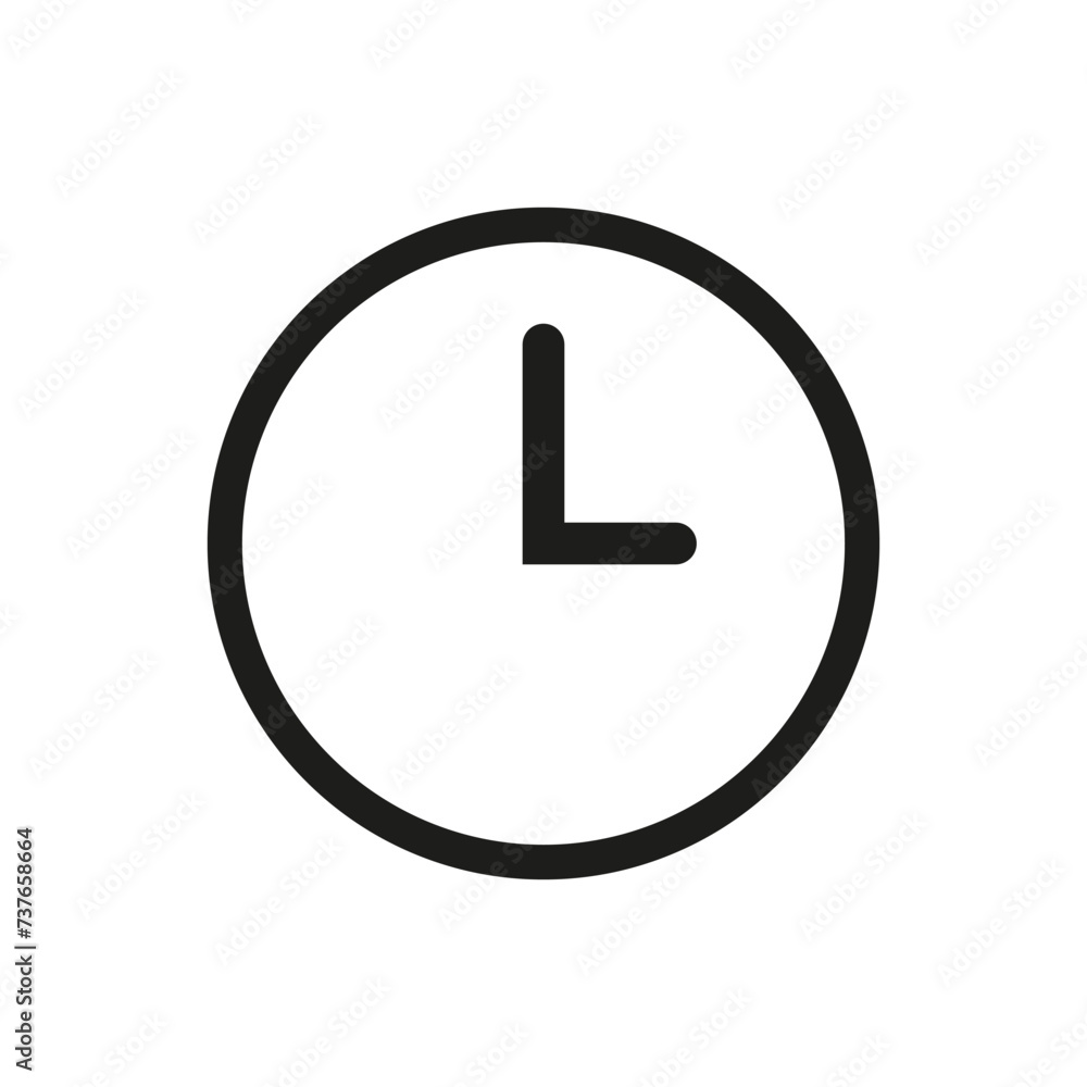Fontbased clock symbol in trademark circle on white background Fontbased clock symbol in trademark circle on white background