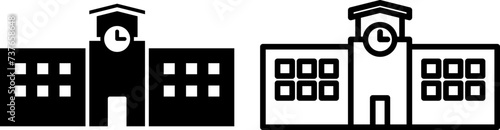 university icon, sign, or symbol in glyph and line style isolated on transparent background. Vector illustration