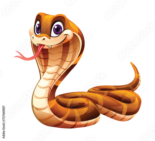 King cobra snake cartoon. Vector illustration isolated on white background