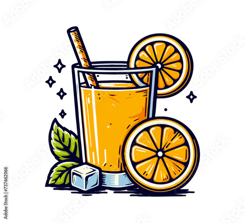 Orange Juice hand drawn vector sunkist graphic