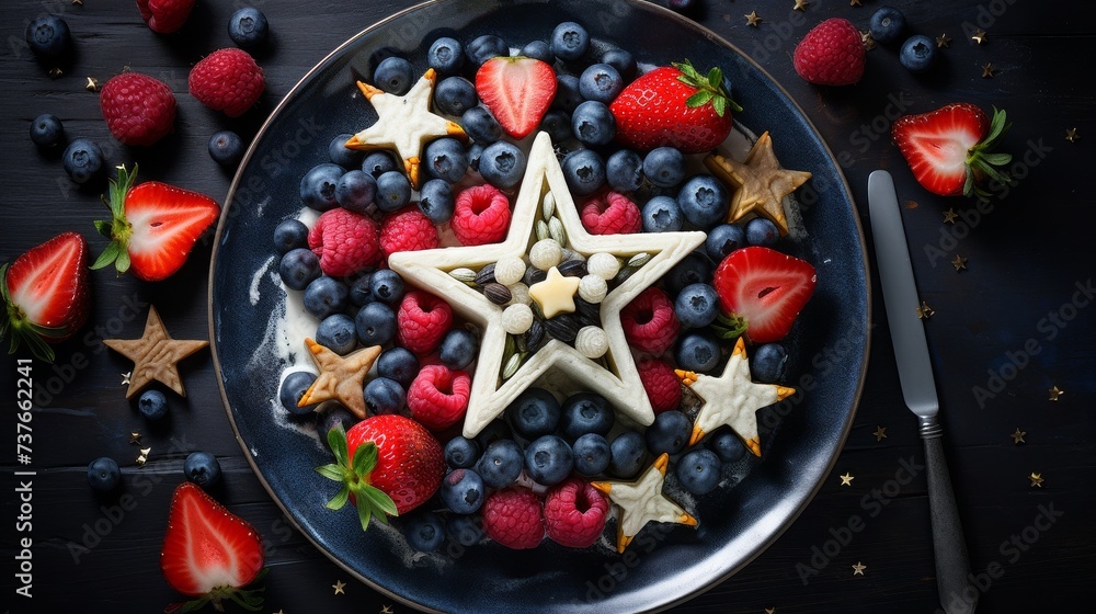 Fresh Fruit Plate With Star Decoration